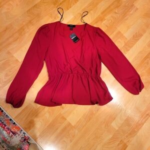 FOREVER 21 RED VNECK Wrap style TOP size 0X  XL new